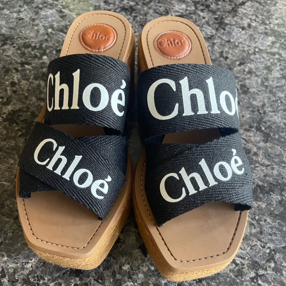 Chloe Women’s Black Woody Wedge Espadrille